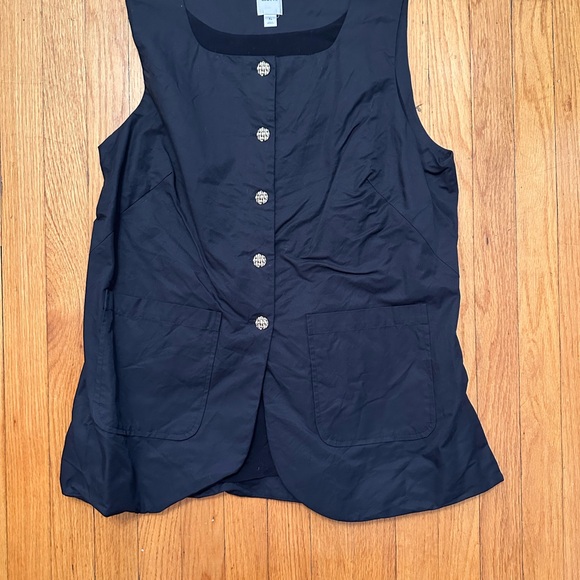 Anthropologie Black Sleeveless Button-Down Shirt  Vest - Picture 4 of 6